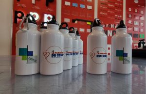 Photo of personalized logo water bottles